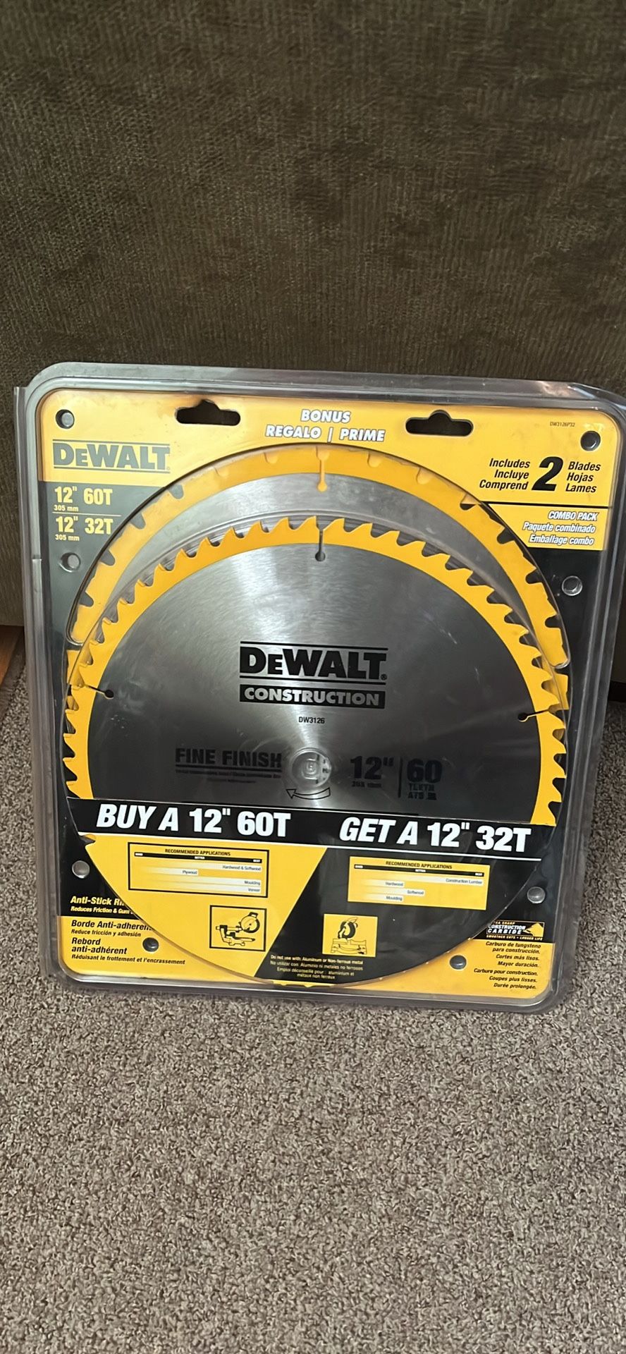 NEW DeWalt Construction DW3126 12” 305 mm Saw Blade- 2 Pack