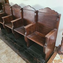 Antique Gothic Church Choir Chairs Stall Bench