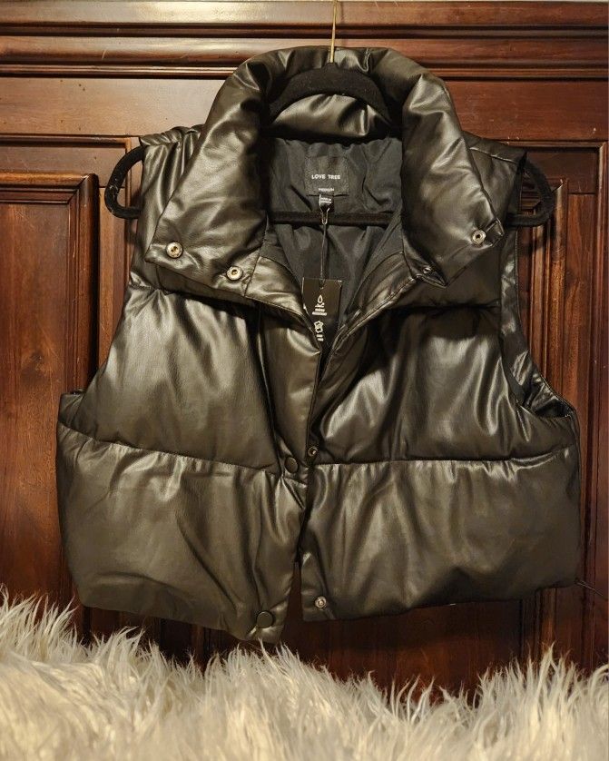 Vegan Leather Puffer Vest