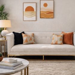 Jonathan Adler Cain Sofa Brass Base