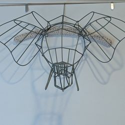 Vintage Gray Wire Elephant Head Wall Sculpture 21" Wide x 12.75" Deep