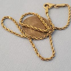 Solid 10k Gold Bracelet Chain 9" Anklet 