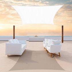 NEW 12' x 16' White Sun Shade Sail Rectangle CTSLR1216 Canopy Mesh Fabric UV Block UPF50 Heavy Duty - 190 GSM Patio Backyard