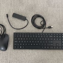 HP Wired Keyboard & Mouse Bundle + USB-C Hub