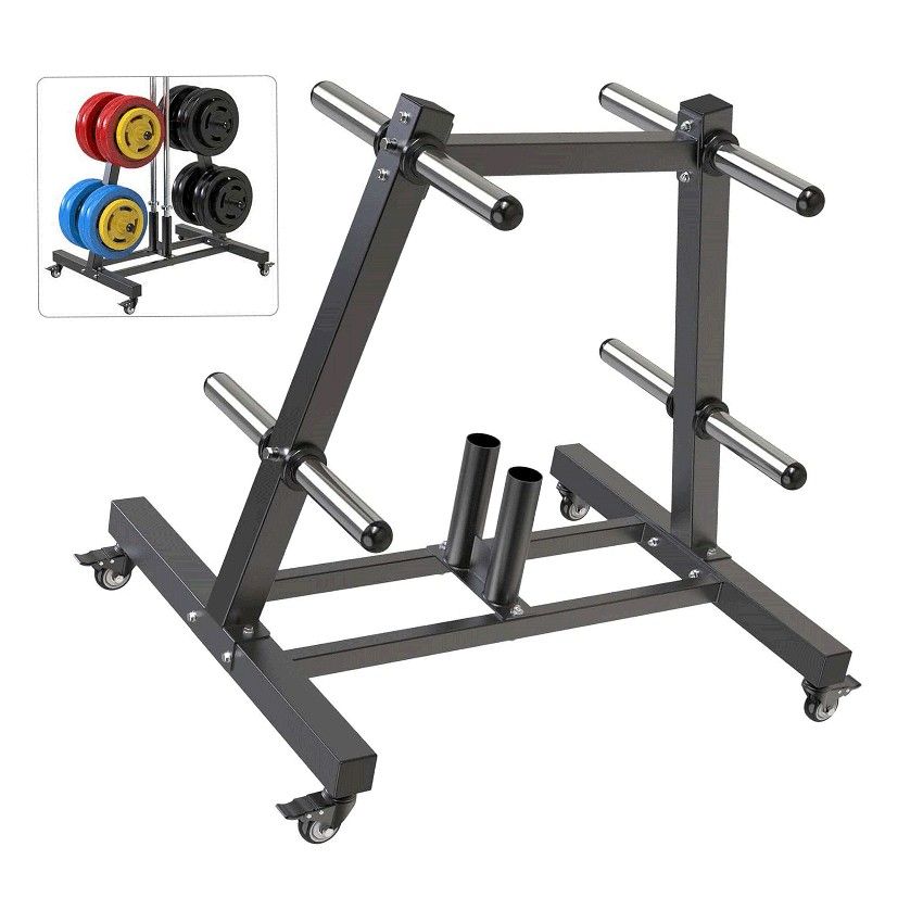Olympic Weight Plate Tree Rolling Heavy Duty. NEW