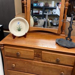 Four drawer dresser with tilt mirror, antique vanity
