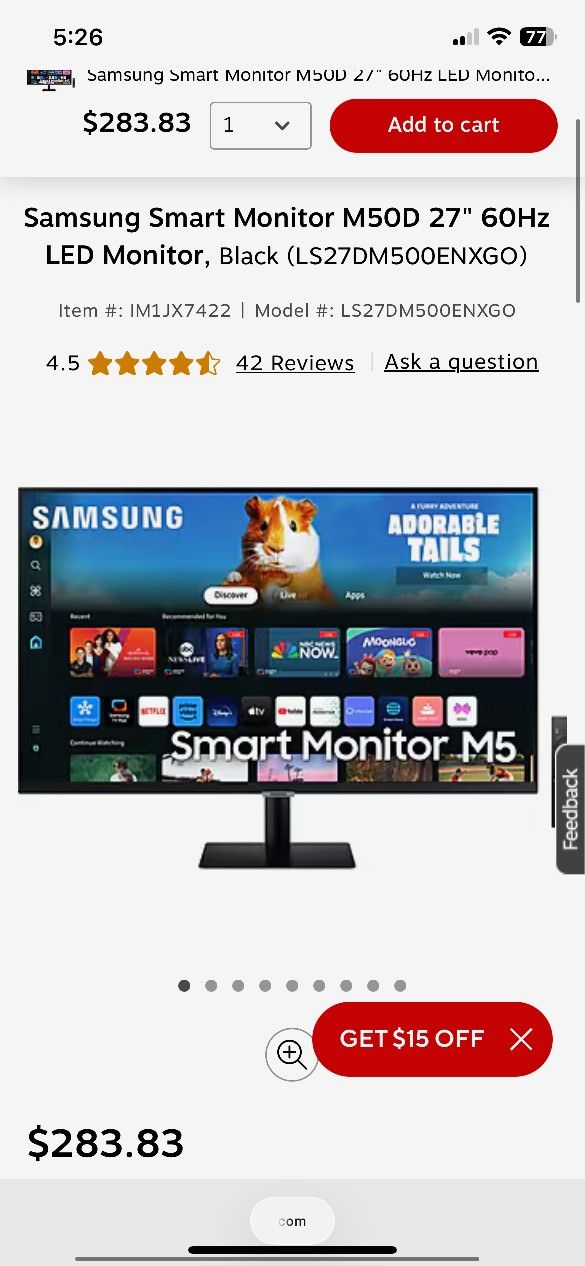 Samsung Monitor Smart M50d 27 Inches