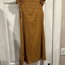 Mustard Yellow Ruffle Sleeve Textured Dress - Size XL