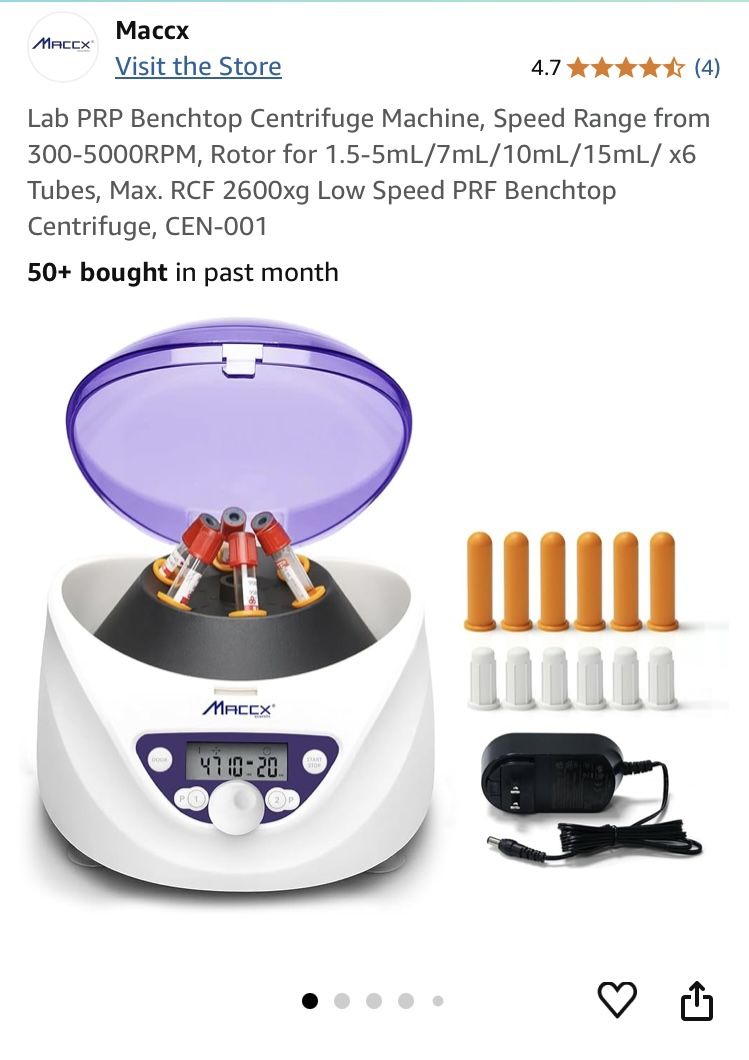 Maccx Centrifuge for PRP Treatments, Labs, Research