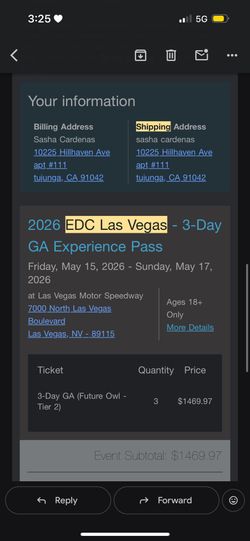 EDC Tickets 1 For Sale