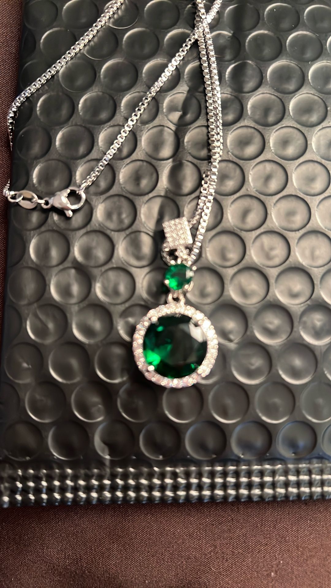 Green/Moissanite Diamond Pendant With Necklace