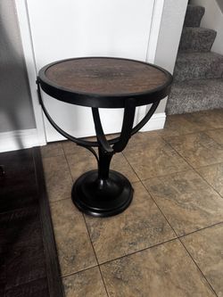 Wine Inspired Round Pedestal Side Table – $30
