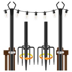String Light Poles, 10 Ft Poles, 2 Pack , Outdoor String Lights Poles( Poles Only )
