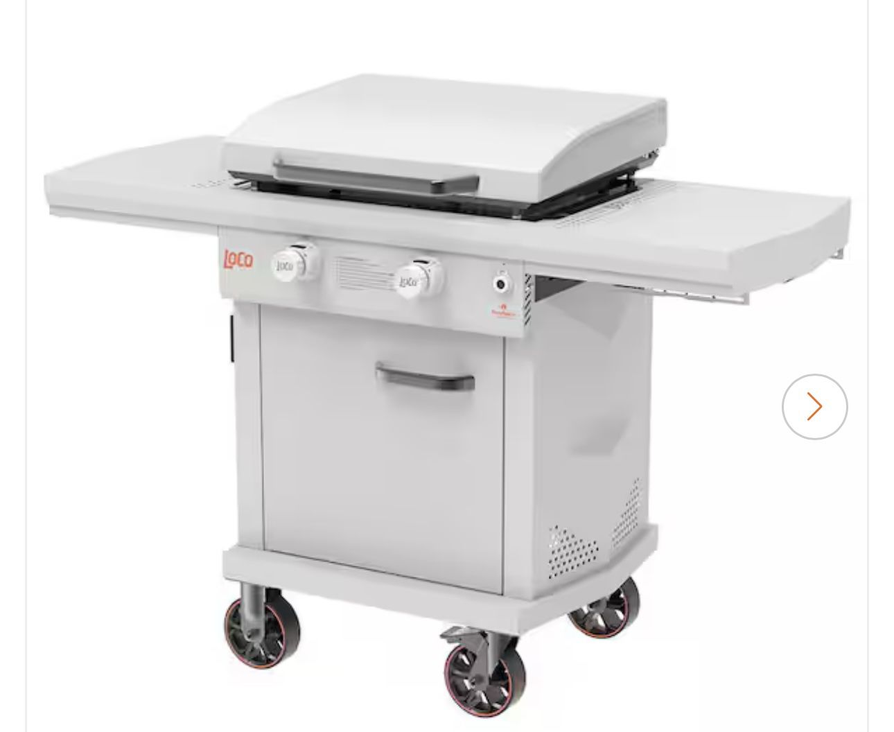 LOCO Series Il 26 in. 2-Burner Digital Propane SmartTemp Flat Top Grill / Griddle in Chalk Finish with Enclosed Cart and Hood