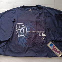 Size 3XLT Vintage San Diego Padres Men's Majestic Navy Tee - Big And Tall