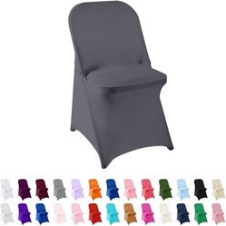 Spandex Chair Covers, 12PCS, Washable Protector for Living Room, Party, Banquet, Wedding, Hotel (Gray)