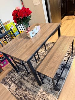 Dining Table with Bench Set