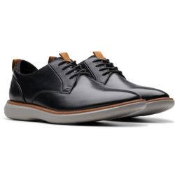 CLARKS Brantin Plain Black Leather Oxford Shoes Men's Sz 12 