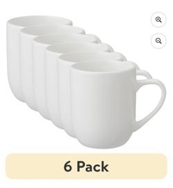 (6 pack) Mainstays 12 - Ounces Glazed White Stoneware  Mug