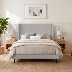 *BRAND NEW* Queen Wingback Upholstered Platform Bed Frame