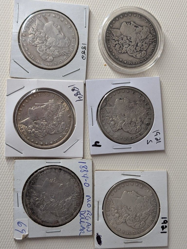 6 Morgan Silver Dollars