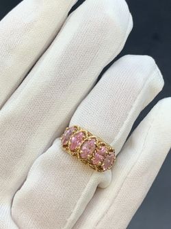 Ladies Pink stone gold ring #35159