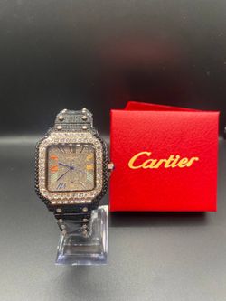 Designer Santos Watch Black Diamond Bussdown *Box included*