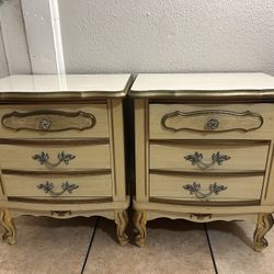 Vintage Se Of 2 Nightstand 70s Sears Bonnet Hollywood Regency~French Provincial~
