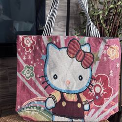 Hello kitty canvas tote bag