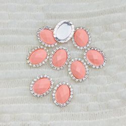 Rhinestone pink  flat back button   