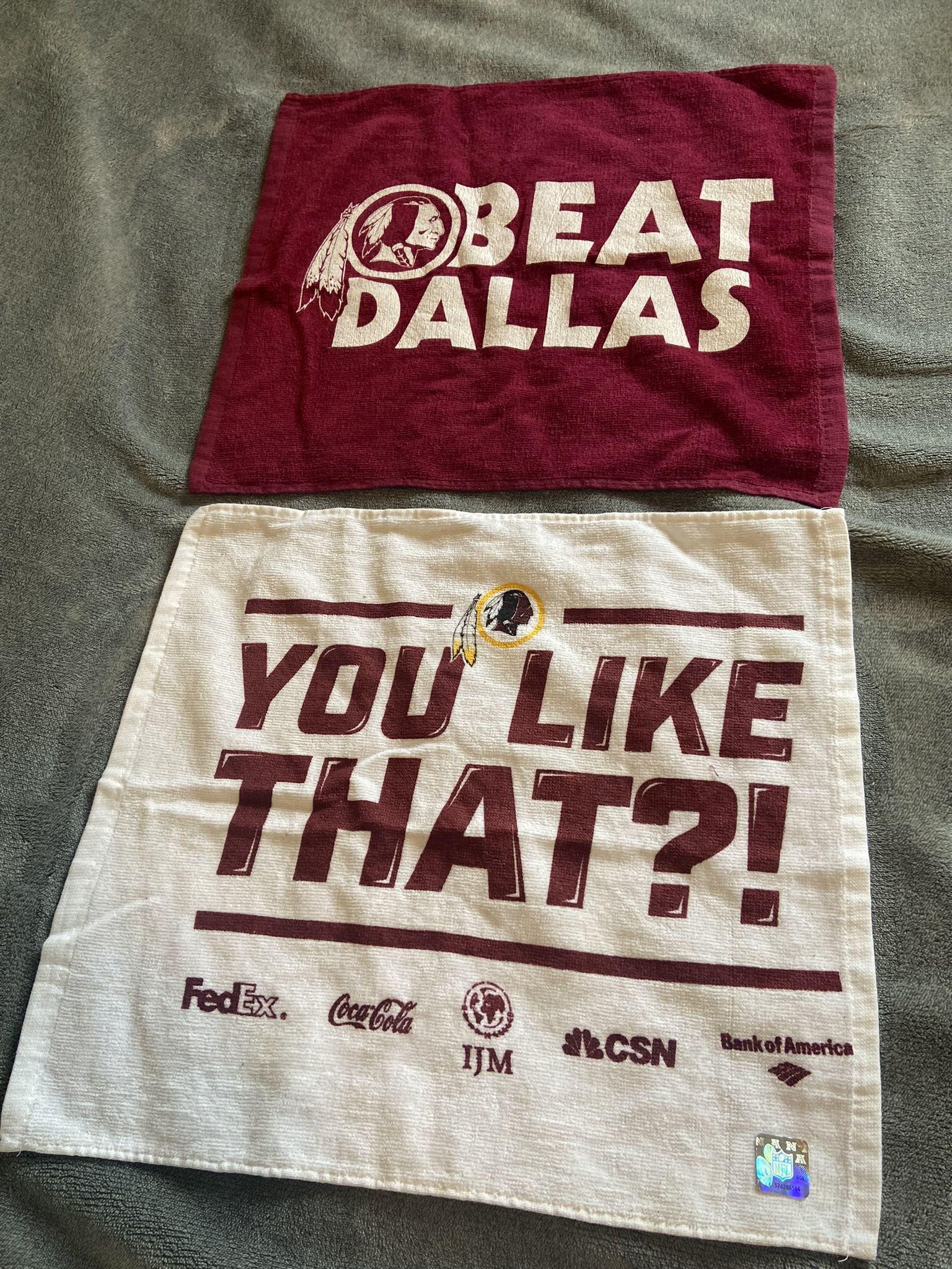 (2) NFL Washington Redskins Vintage Rally Towels Brand New