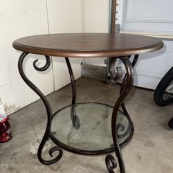 Uttermost Round Accent / End Table w/ Glass Shelf (Good Condition)