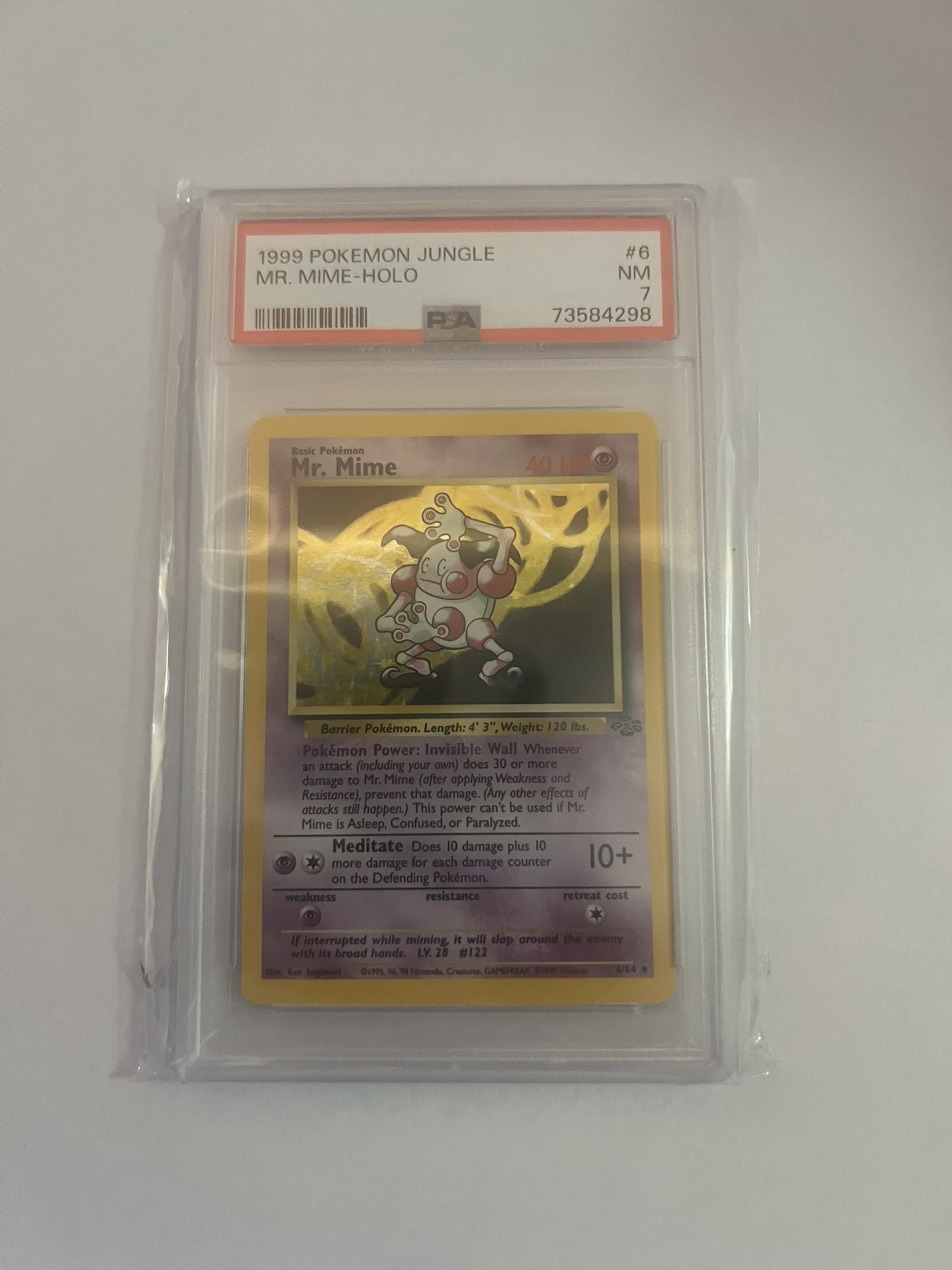 Pokémon TCG Mr. Mime Jungle 6/64 Holo Unlimited Holo Rare PSA 7