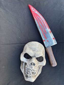 Halloween Skull Mask and Fake Knife Set