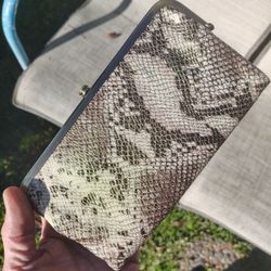 HOBO Lauren Snakeskin Leather Clutch