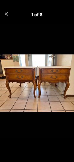 Nightstand Vintage White Furniture French Country Used Mable-Top end tables for sale Nightstand marb