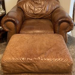 Leather Chair w/Ottoman