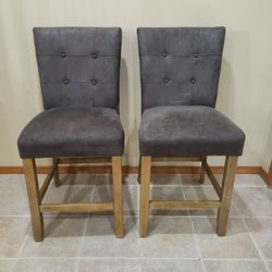 Grey Faux Suede Tall Dining Table Chairs