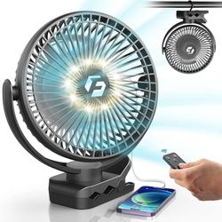 Korbot 8-inch Clip on Fan - 20000mAh Portable Fan Battery Rechargeable with 3 Speeds and Strong Airflow, USB Fan Small Desk Fan Personal Quiet Fan for