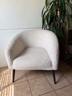 Cream Boucle Accent Chair with Black Legs