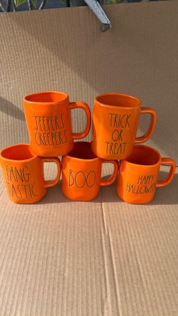 New! Rae Dunn orange colored Halloween mugs