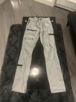 New Men’s Small Forever 21 Gray/Silver & Black Polyester Jogger Style Fashion Cargo Sweat Pants
