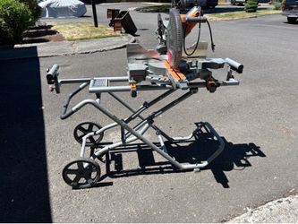 12” sliding double bevel miter saw with rolling collapsible stand