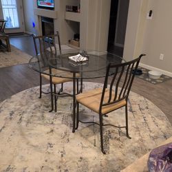 Glass Top Table With 2 Chairs