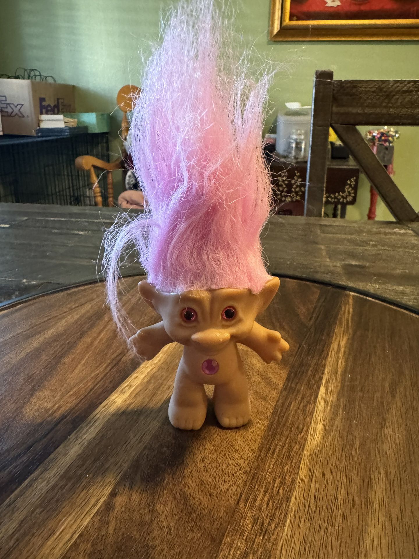 Vintage Treasure Troll Doll, Small Light Pink Hair