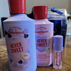 Bath & Body Works 4ever Sweet Body Wash, Lotion and Lip Oil