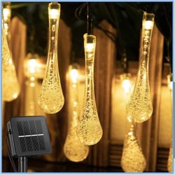  2 packs 40ft 60 LED Waterdrop Outdoor Fairy String Lights,