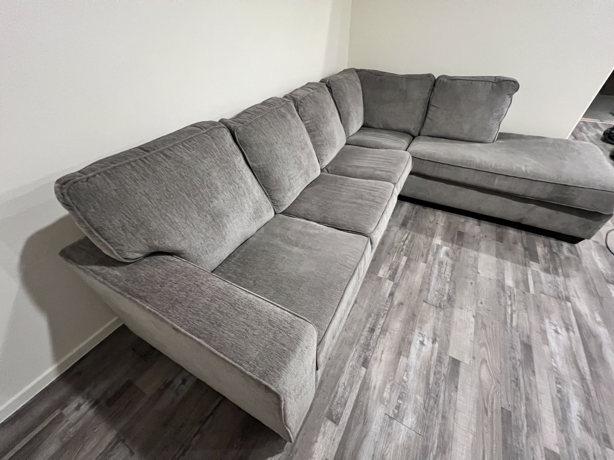 Grey Chenille Sectional Sofa Couch