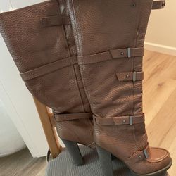 Luxury Rebel Womens 36 Penelope Boots Tall Leather Fold Over Buckle Strap(E5960) Lucky Brand