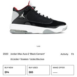 2020 Jordan Max Aura 2 Black Cement